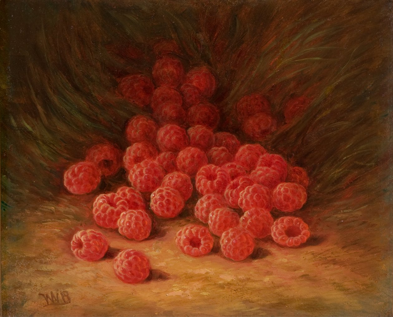 Frambuesas rojas en el bosque 1866 (Óleo sobre tabla) de William Mason Brown