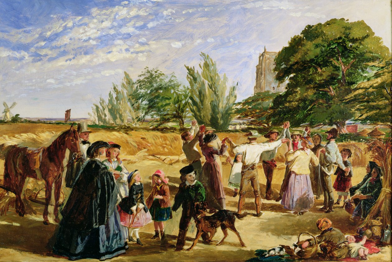 Una escena de Cosecha en Norfolk: boceto para 