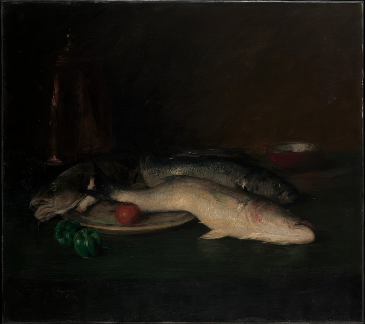 Naturaleza muerta: Pescado de William Merritt Chase
