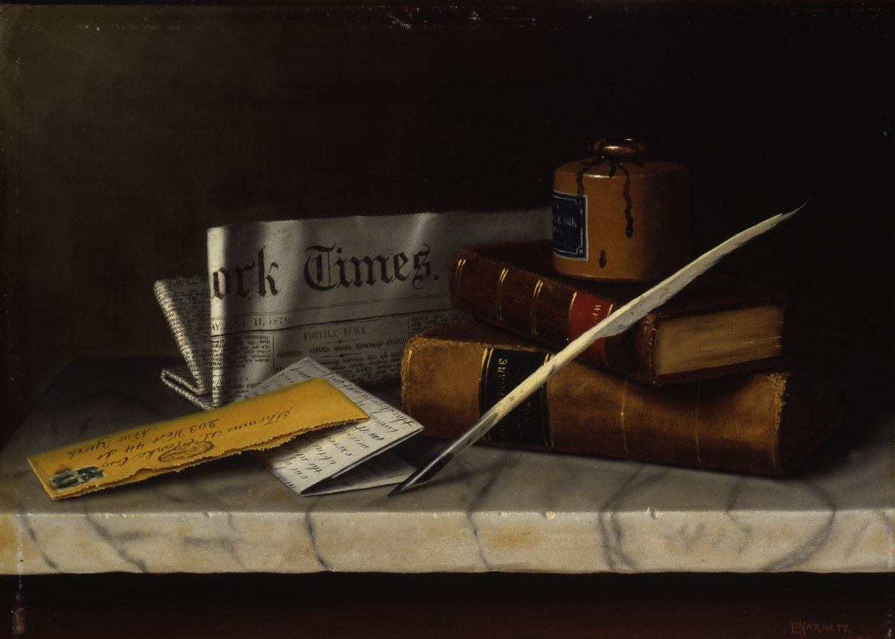 Naturaleza muerta con carta al Sr. Clarke, 1879 de William Michael Harnett