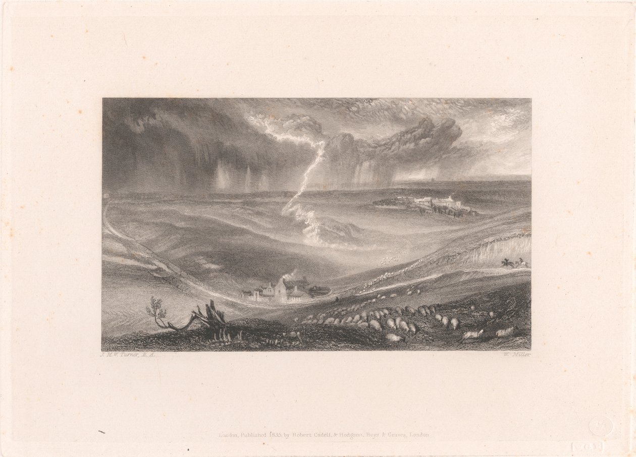Campo de Waterloo con relámpagos de William Miller