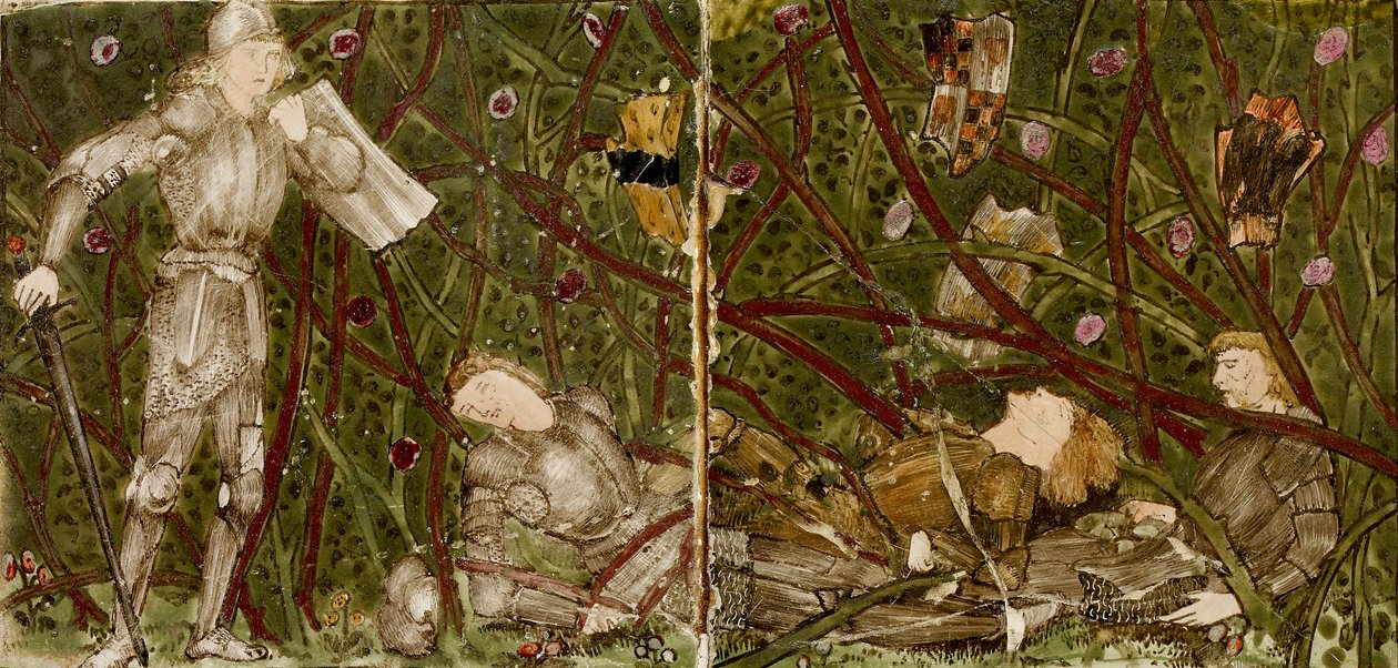Dieciséis azulejos forman ocho ilustraciones del cuento 