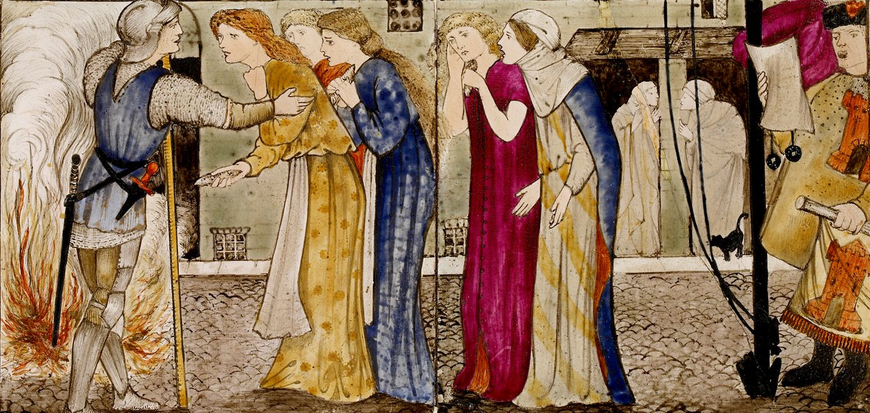Dieciséis azulejos forman ocho ilustraciones del cuento 