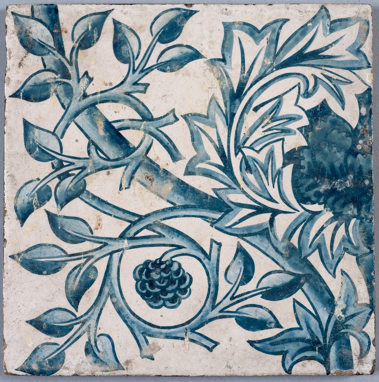 Motivo floral azul. Azulejo, 1870s-1880s de William Morris