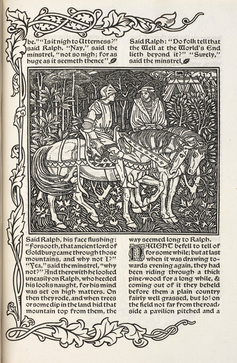 Ilustración para el cuento "El pozo del fin del mundo". Ilustración y diseño de William Morris. de William Morris