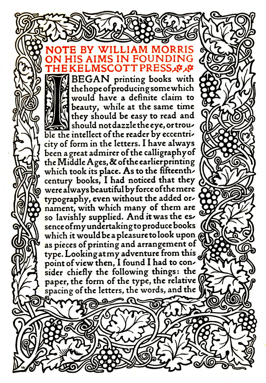 Kelmscott Press: Página impresa en el Tipo Dorado, c.1895, 1914 de William Morris