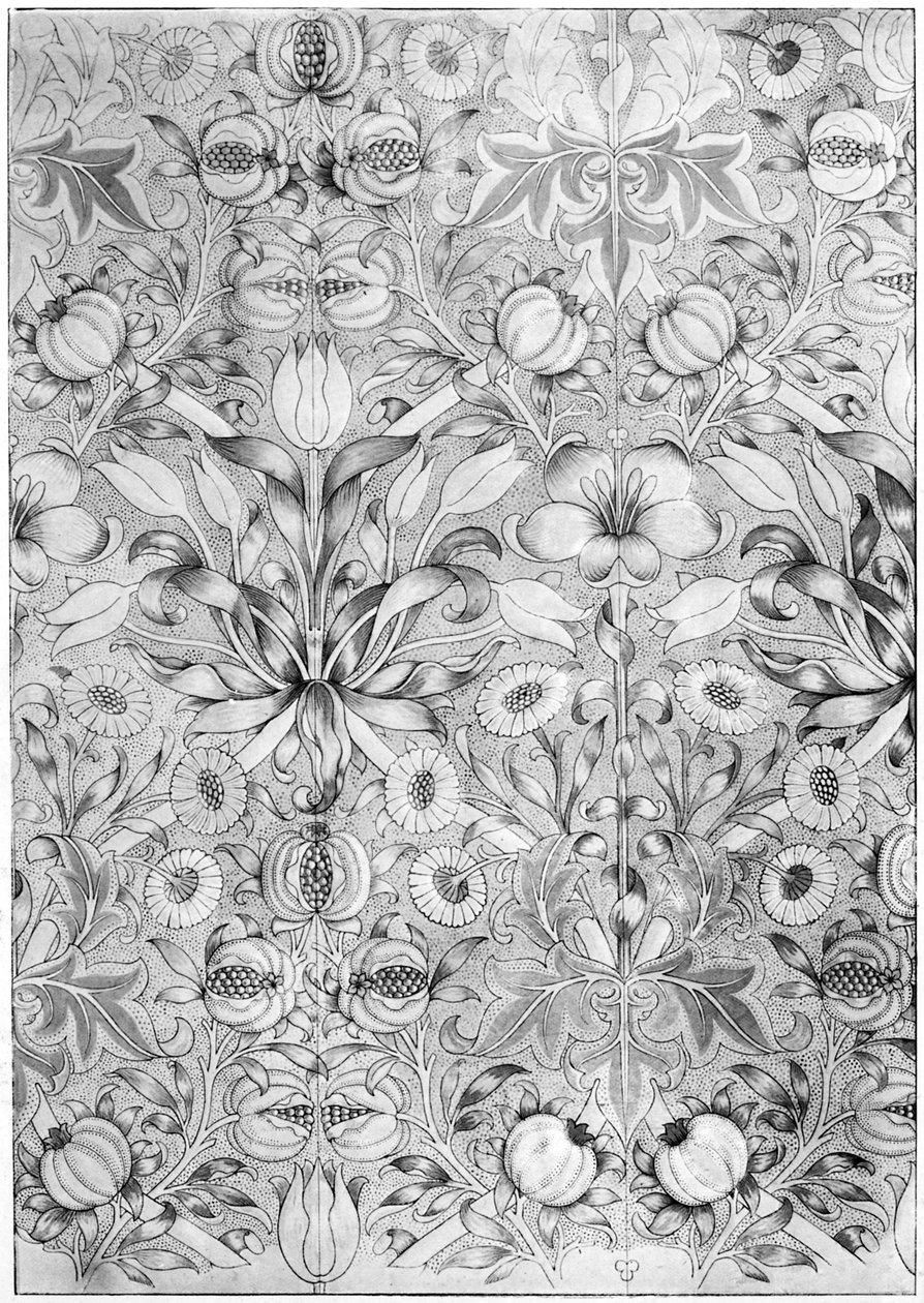 Papel tapiz con patrón de lirio y granada, 1887 de William Morris