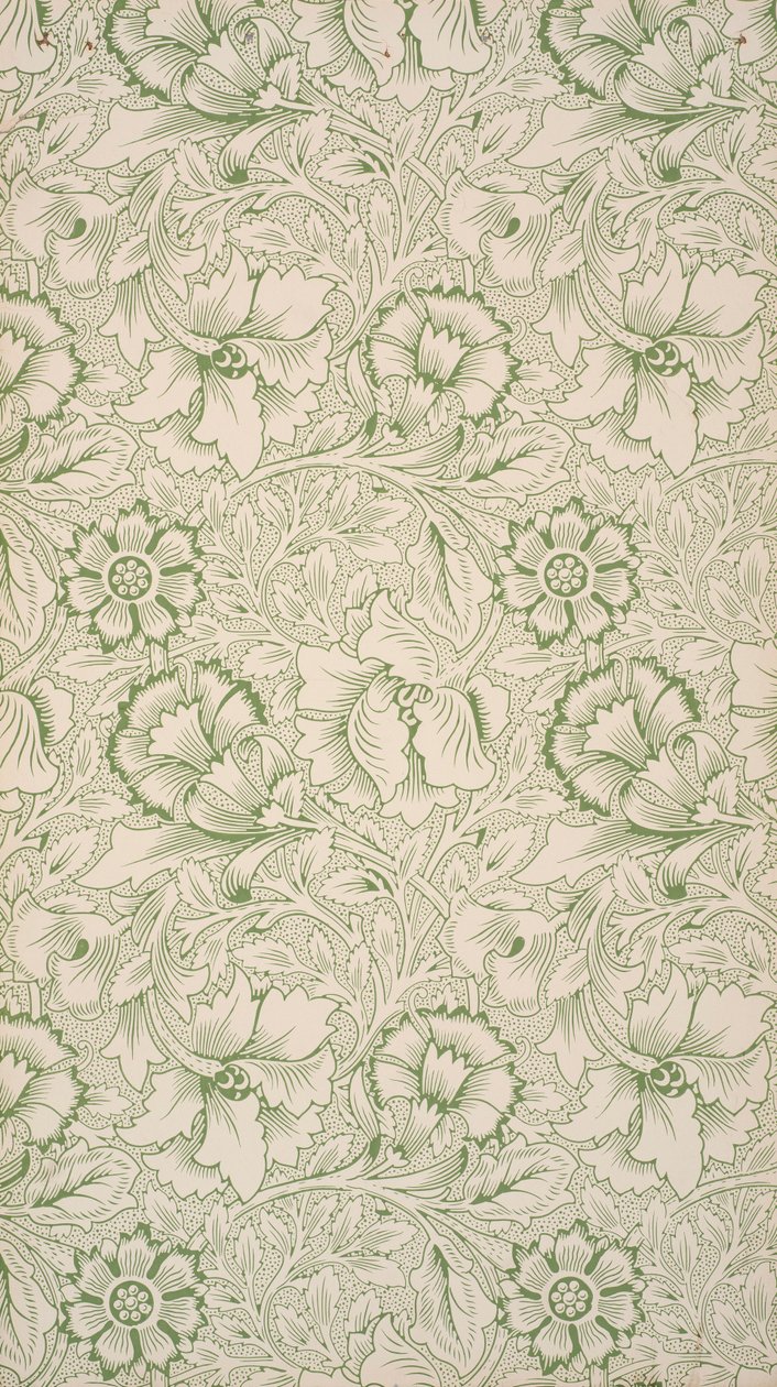 Rosa y Amapola. Papel pintado, 1881 de William Morris