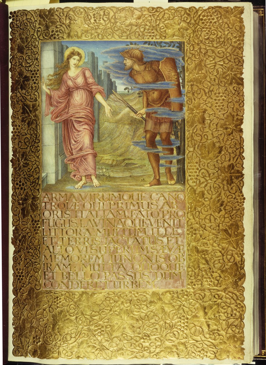 Venus y Eneas, apertura del Libro I de la "Eneida" de Virgilio de William Morris
