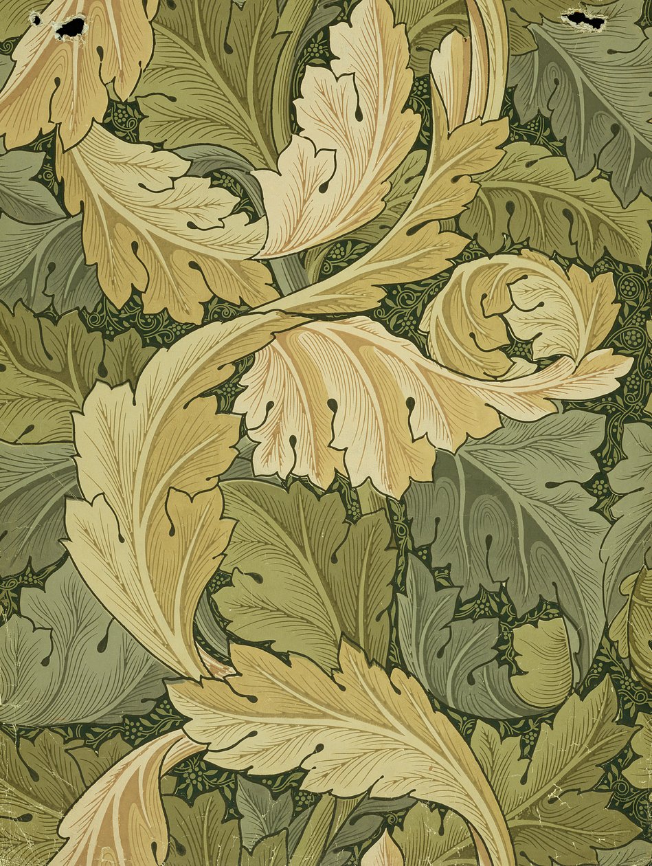 Diseño de papel tapiz con colores de AcanthusWoodland, 1875 de William Morris