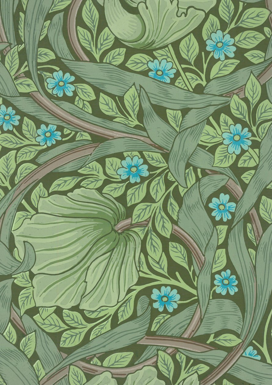 Muestra de Papel Tapiz de William Morris con Nomeolvides, c.1870 de William Morris