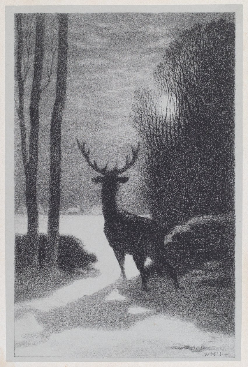 Ciervo a la luz de la luna de William Morris Hunt