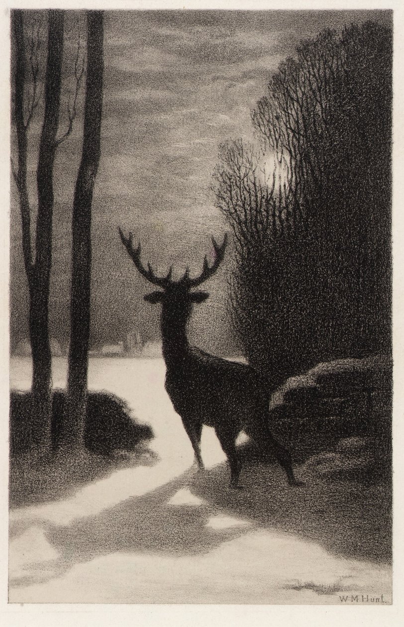 Ciervo a la luz de la luna de William Morris Hunt