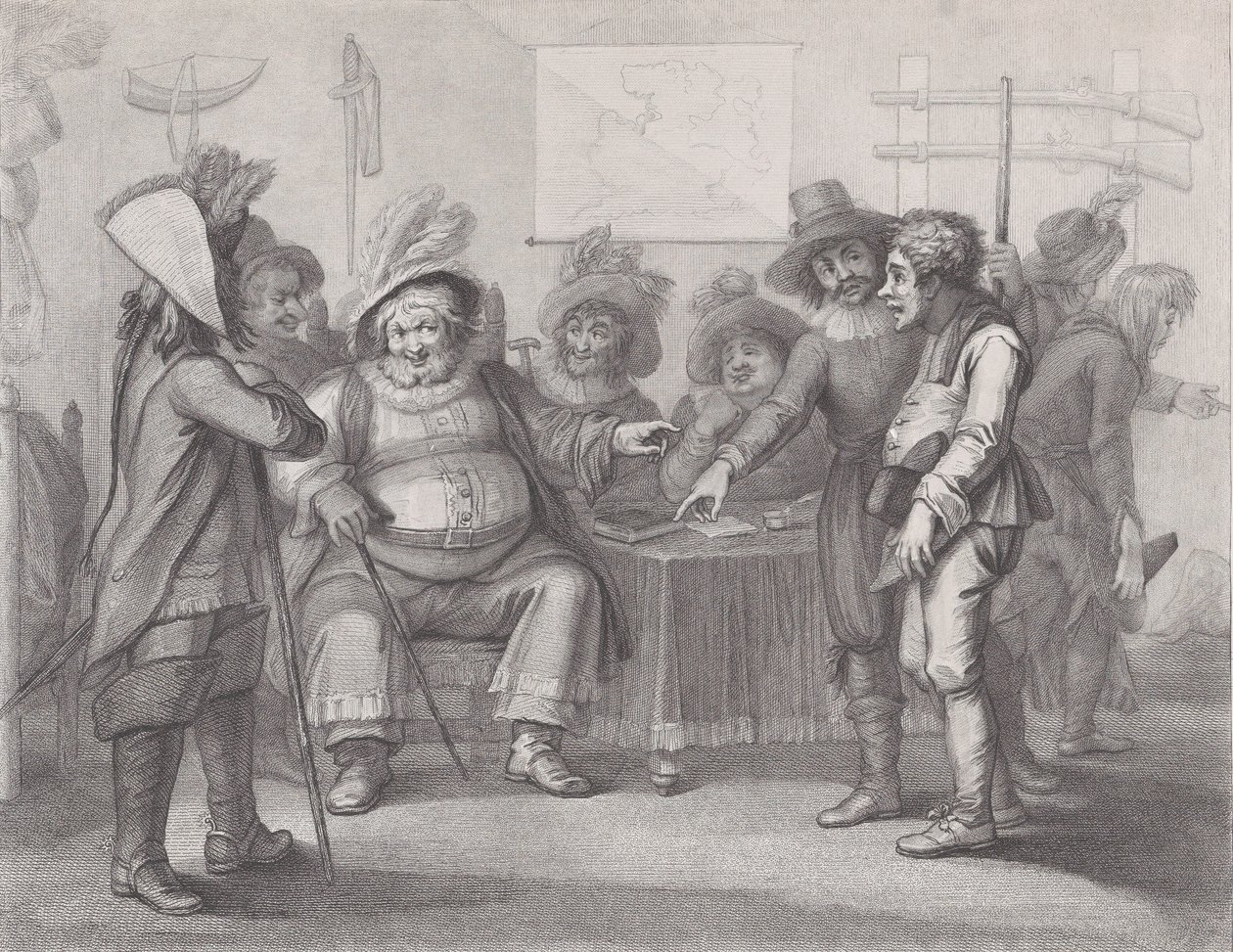 Falstaff en la recluta de sus soldados, Shakespeare, Enrique IV, Parte..., 1 de junio de 1792 de William Nelson Gardiner