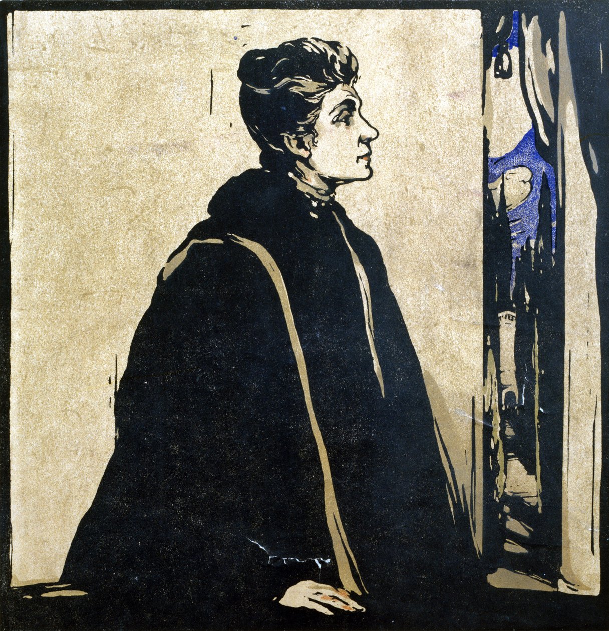 Eleonora Duse (1858-1924) ilustración de "Doce retratos", publicada en 1899 (xilografía coloreada a mano) de William Nicholson