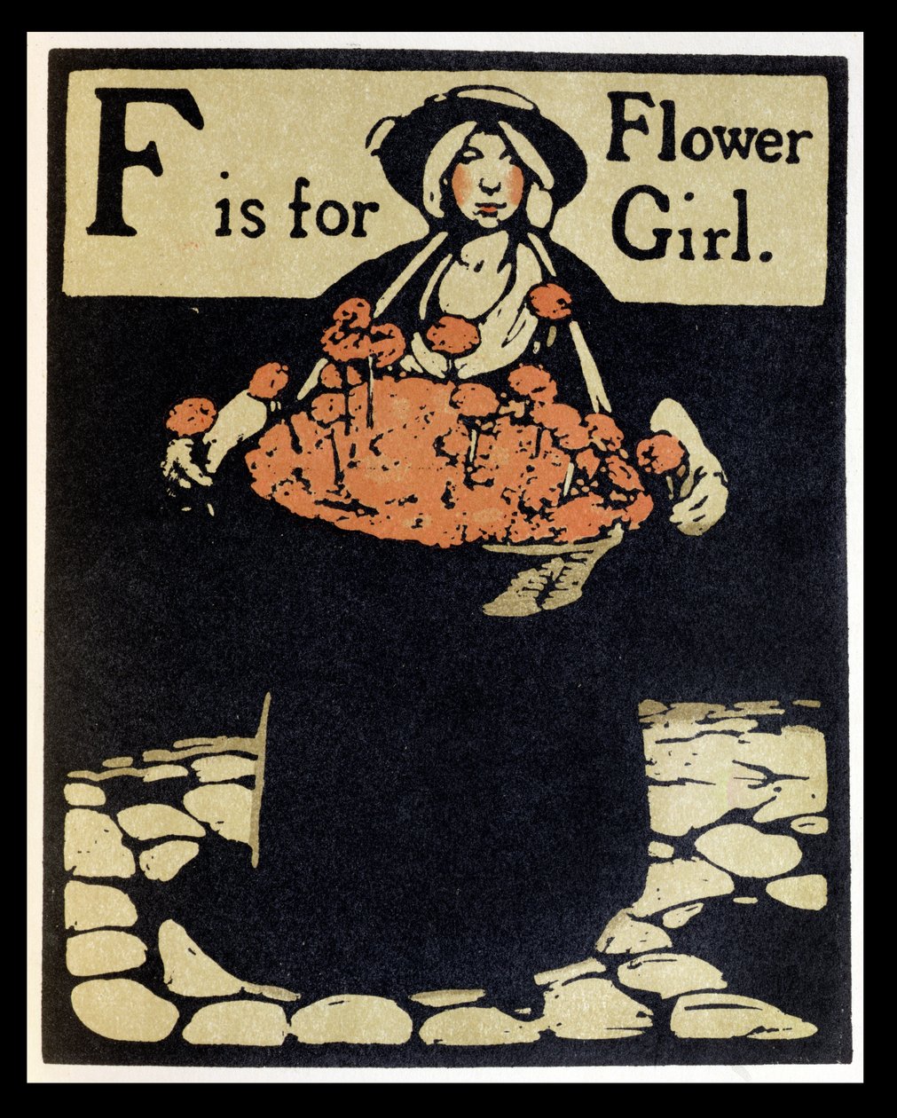 F is for Flower Girl, ilustración de "An Alphabet", publicado por William Heinemann de William Nicholson
