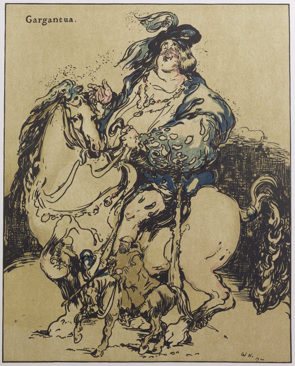 Gargantúa, ilustración de "Characters of Romance", publicada por primera vez en 1900 (litografía en color) de William Nicholson