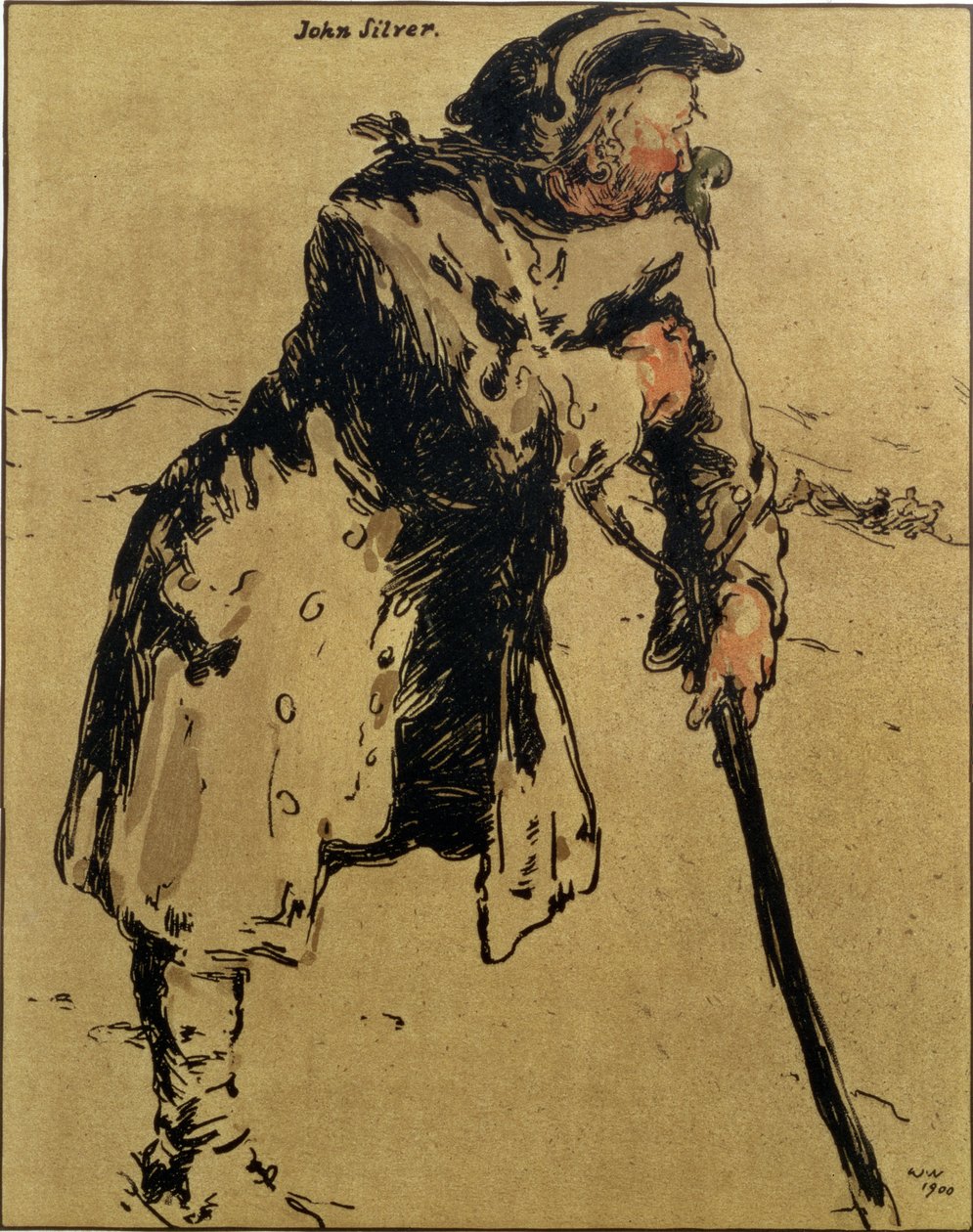John Silver, ilustración de "Characters of Romance", publicado por primera vez en 1900 (litografía en color) de William Nicholson