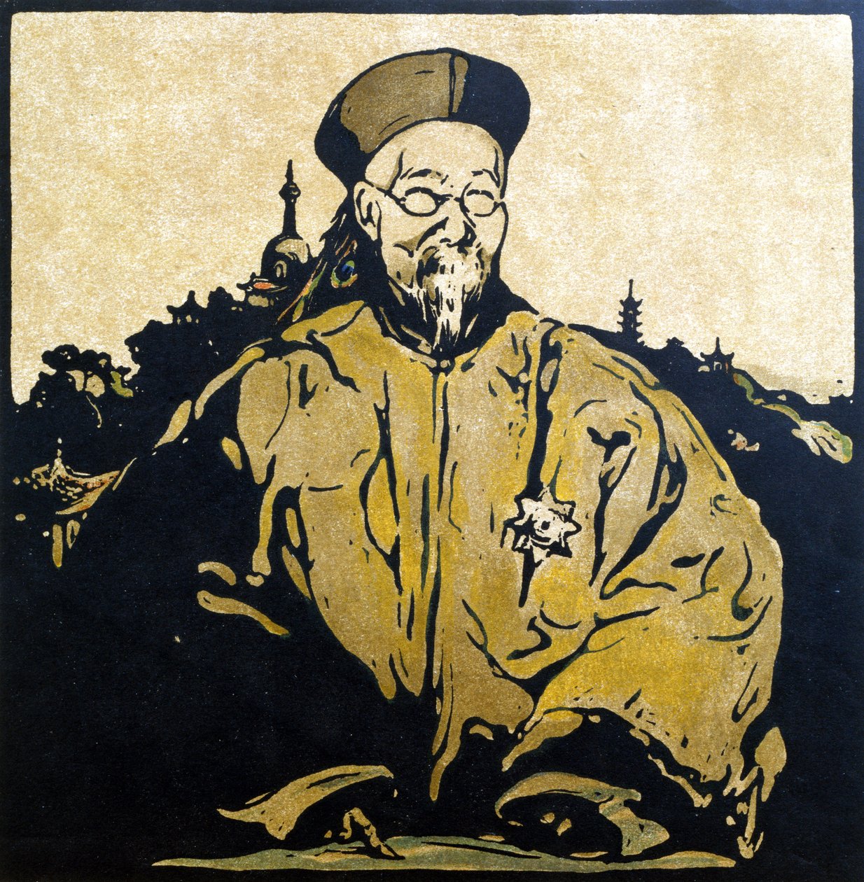 Li Hung Chang (1823-1901) ilustración de "Doce retratos - Segunda serie", publicada en 1899 (xilografía coloreada a mano) de William Nicholson