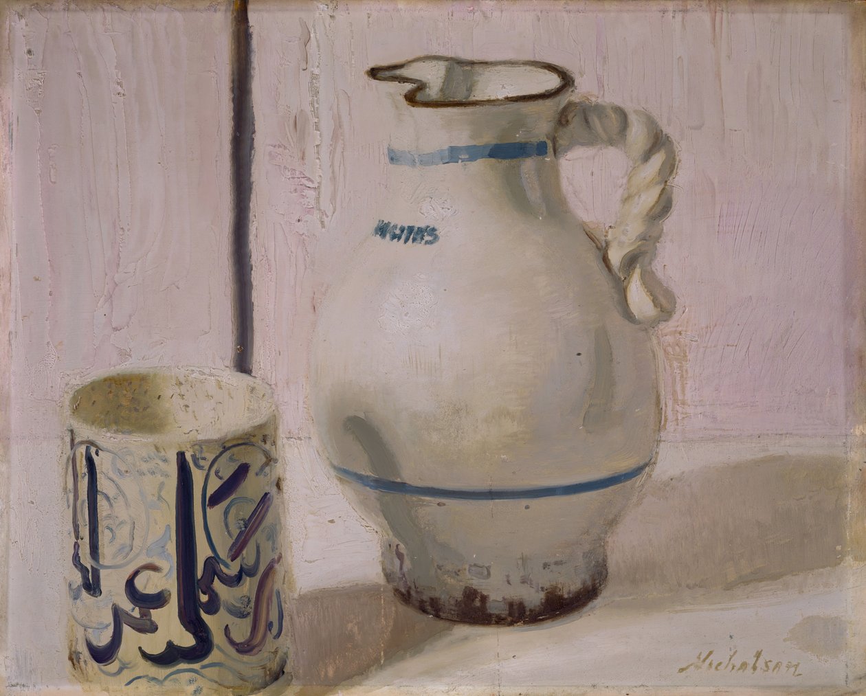 Naturaleza muerta rosa con jarra de William Nicholson
