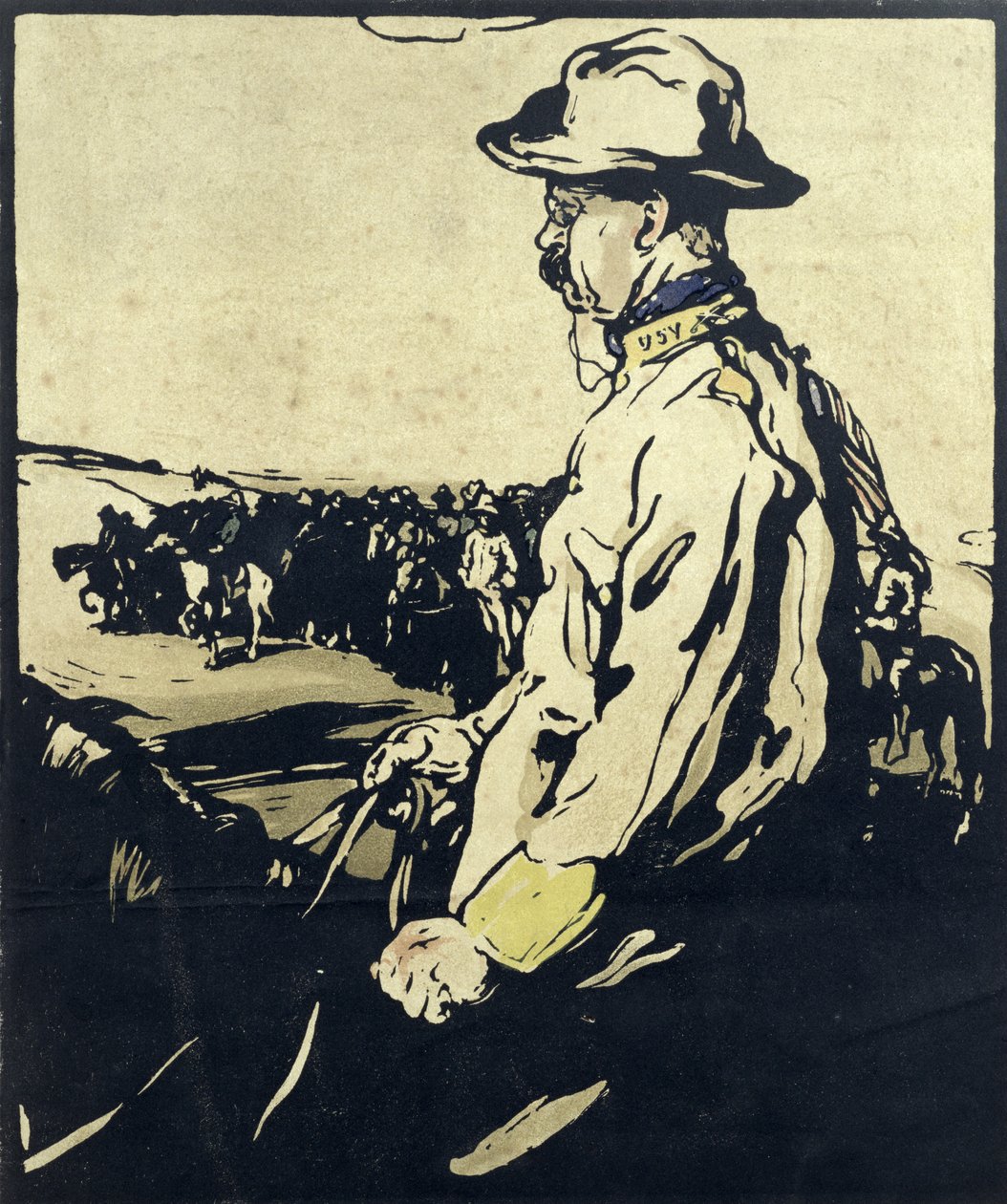 Presidente Theodore Roosevelt, ilustración de "Twelve Portraits", publicada en 1899 (xilografía coloreada a mano) de William Nicholson