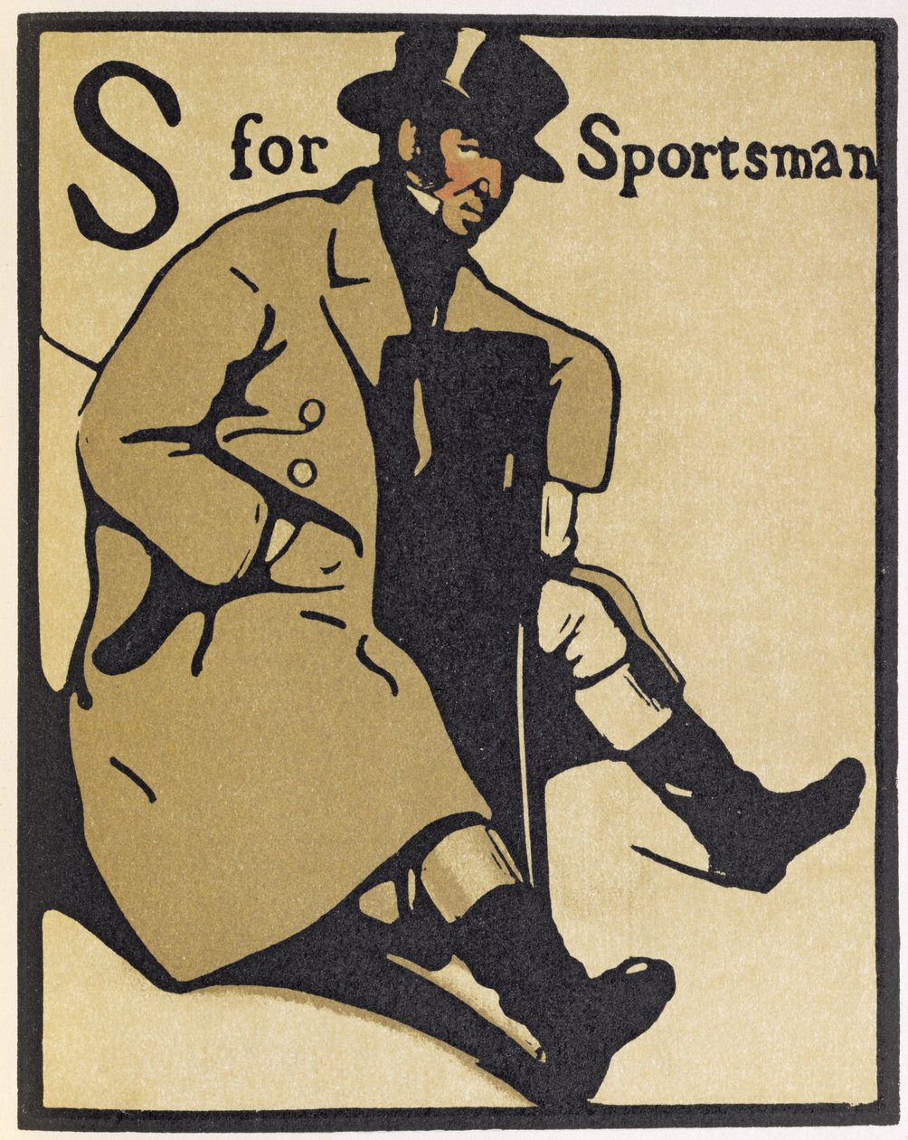S de Sportsman, ilustración de "An Alphabet", publicado por William Heinemann de William Nicholson