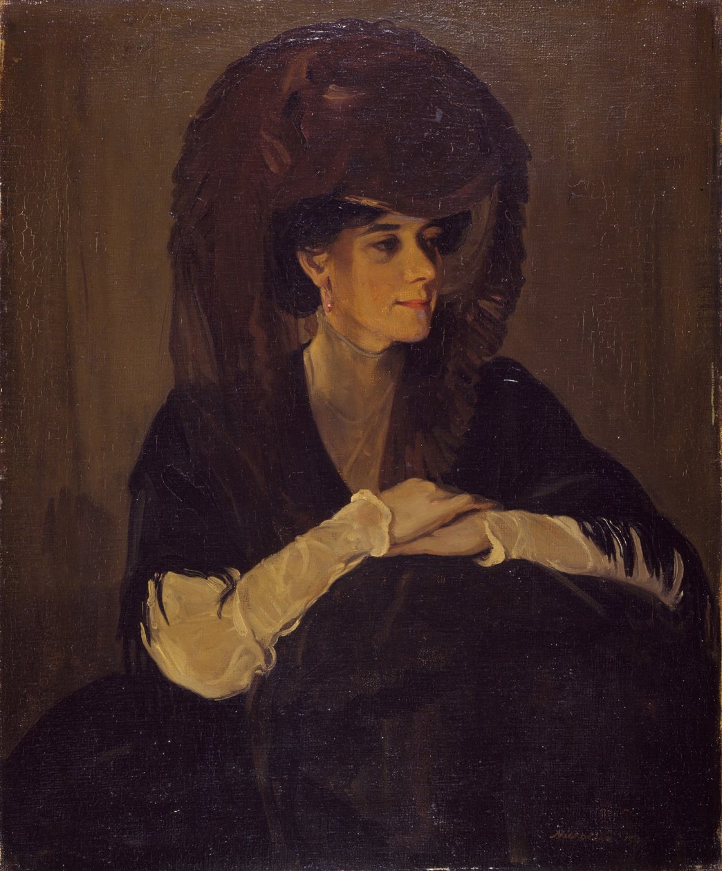 El velo marrón Retrato de la Sra. Harrington Mann de William Nicholson