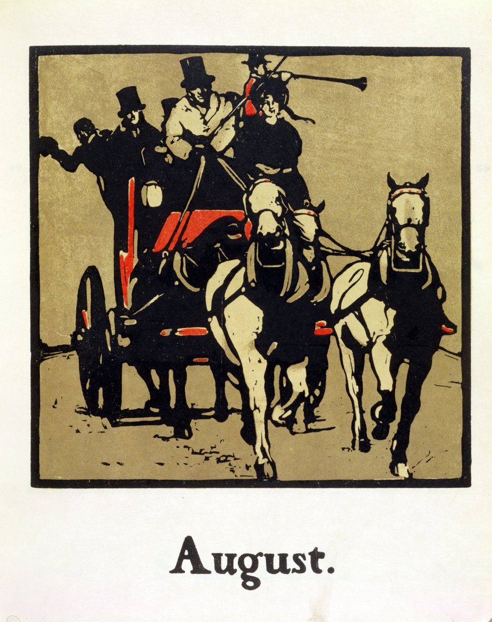 El mes de agosto, de "Un almanaque de doce deportes", con palabras de Rudyard Kipling, publicado por primera vez por William Heinemann de William Nicholson