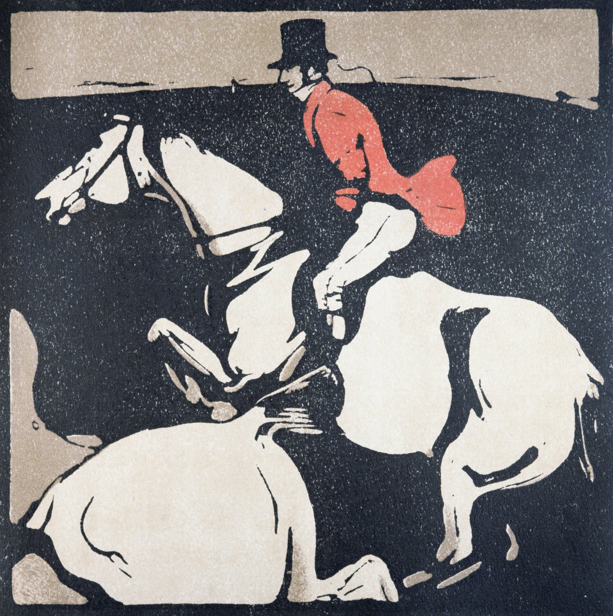 El mes de enero: La caza, de "Un almanaque de doce deportes", con palabras de Rudyard Kipling, publicado por primera vez por William Heinemann de William Nicholson