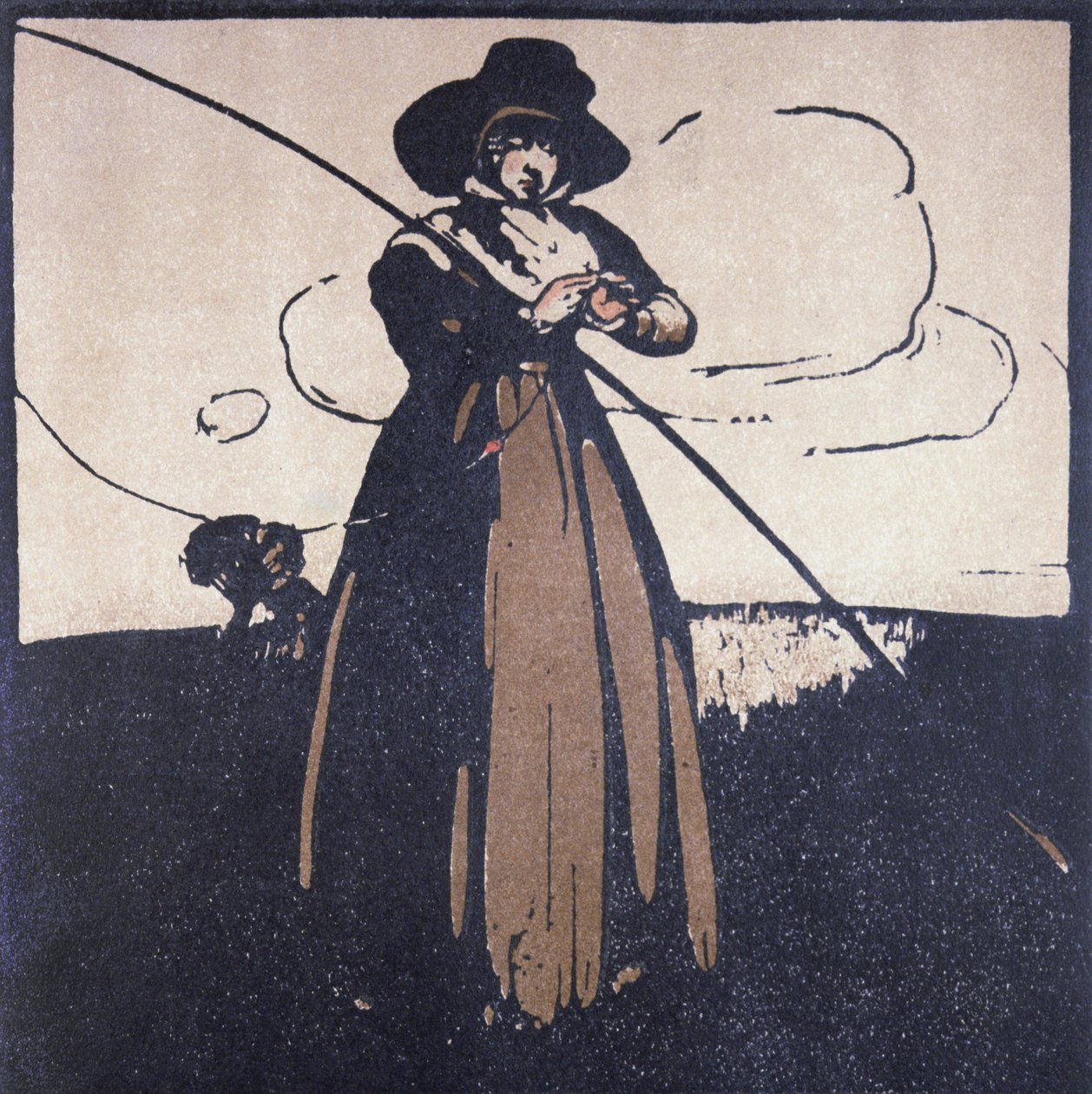 El mes de mayo: La pesca con mosca, de "An Almanac of Twelve Sports", con palabras de Rudyard Kipling, publicado por primera vez por William Heinemann de William Nicholson