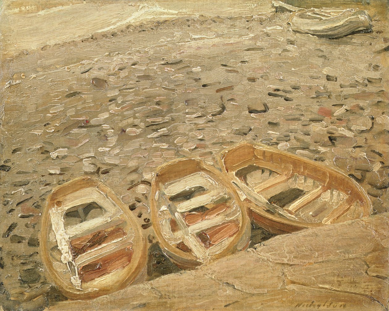 Tres barcos, c.1928 (óleo sobre lienzo) de William Nicholson