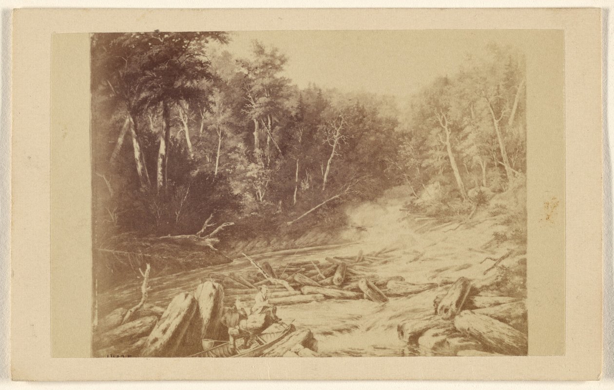 [Copia de un cuadro que representa una escena fluvial con un hombre pescando en canoa]. de William Notman