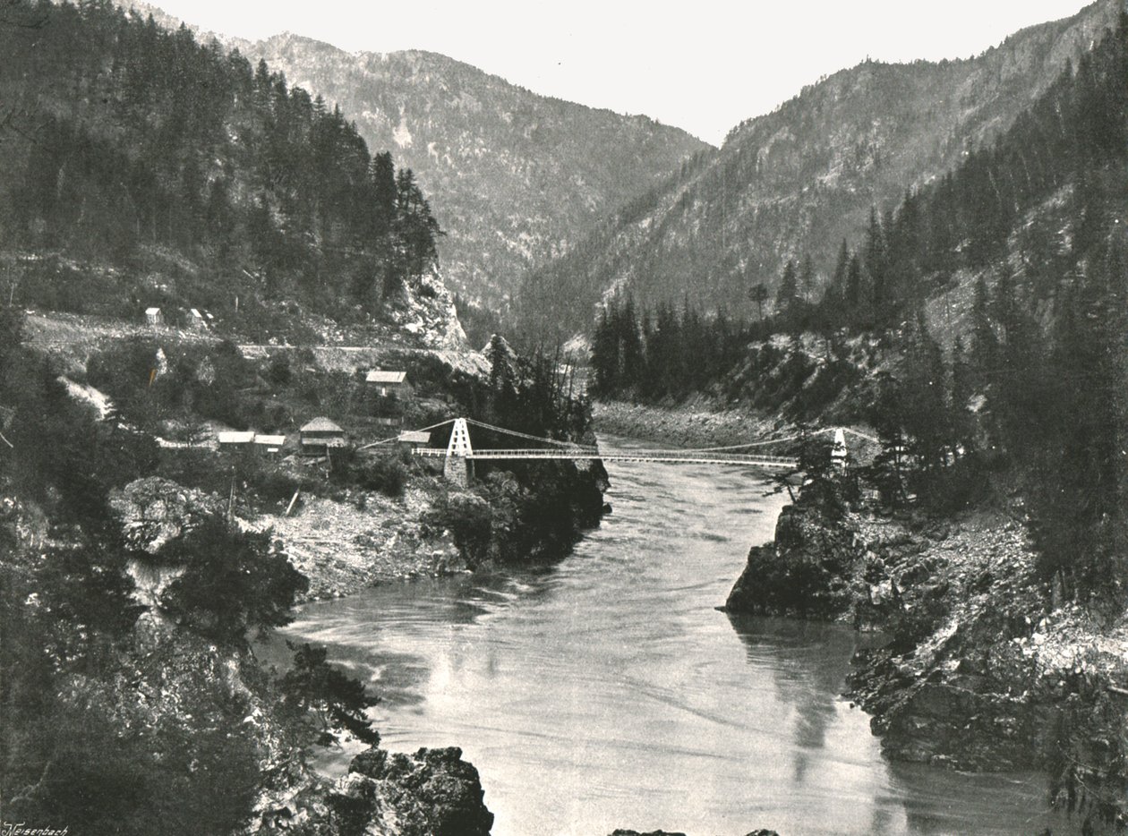Las Rocosas: el Cañón Frazer y el Puente de la Carretera Cariboo, cerca de Spuzzum, Canadá, 1895 de William Notman and Son