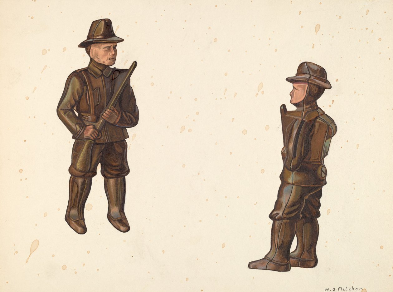 Banco de monedas de soldado en caqui, c. 1938 de William O. Fletcher