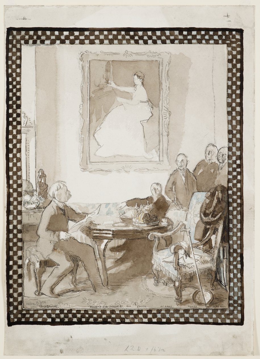Estudio para el óleo "Homenaje a Manet", c.1906 (acuarela, tinta, tiza y lápiz sobre papel) (véase también 63015) de William Orpen