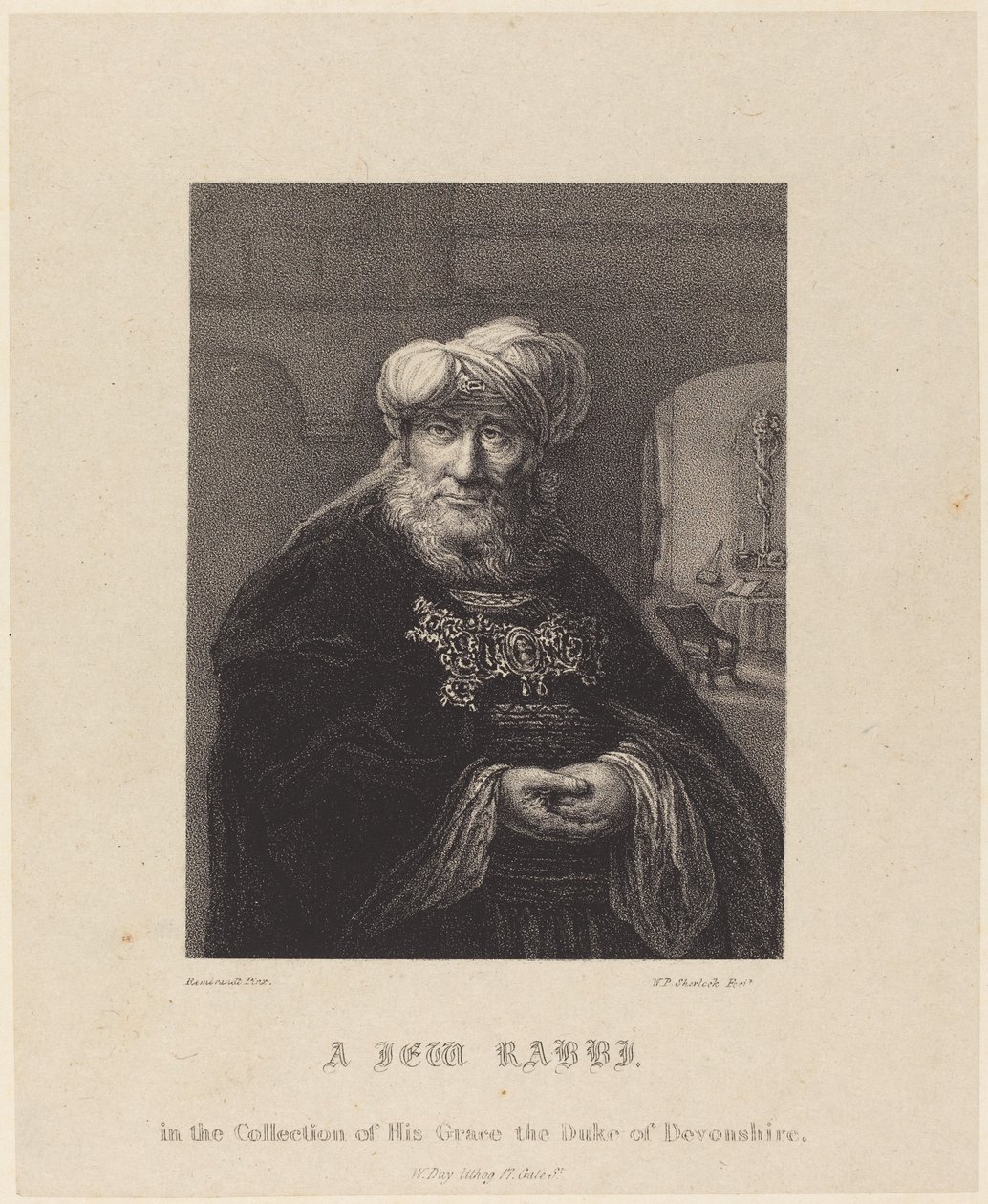 Un Rabino Judío de William P. Sherlock after Rembrandt van Rijn