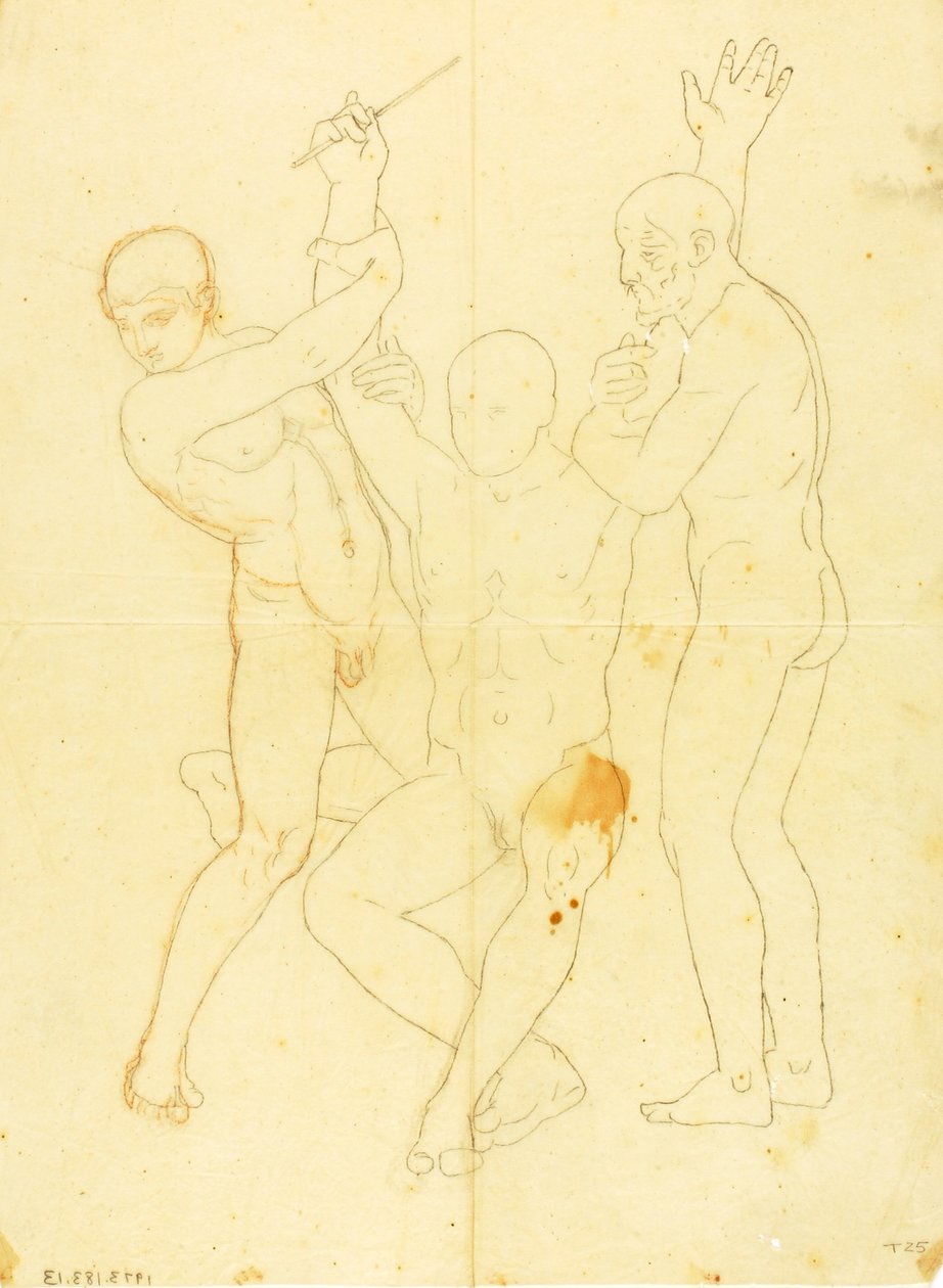 Moisés, Aarón y Hur en el monte Horeb (estudio de desnudos) de William Page