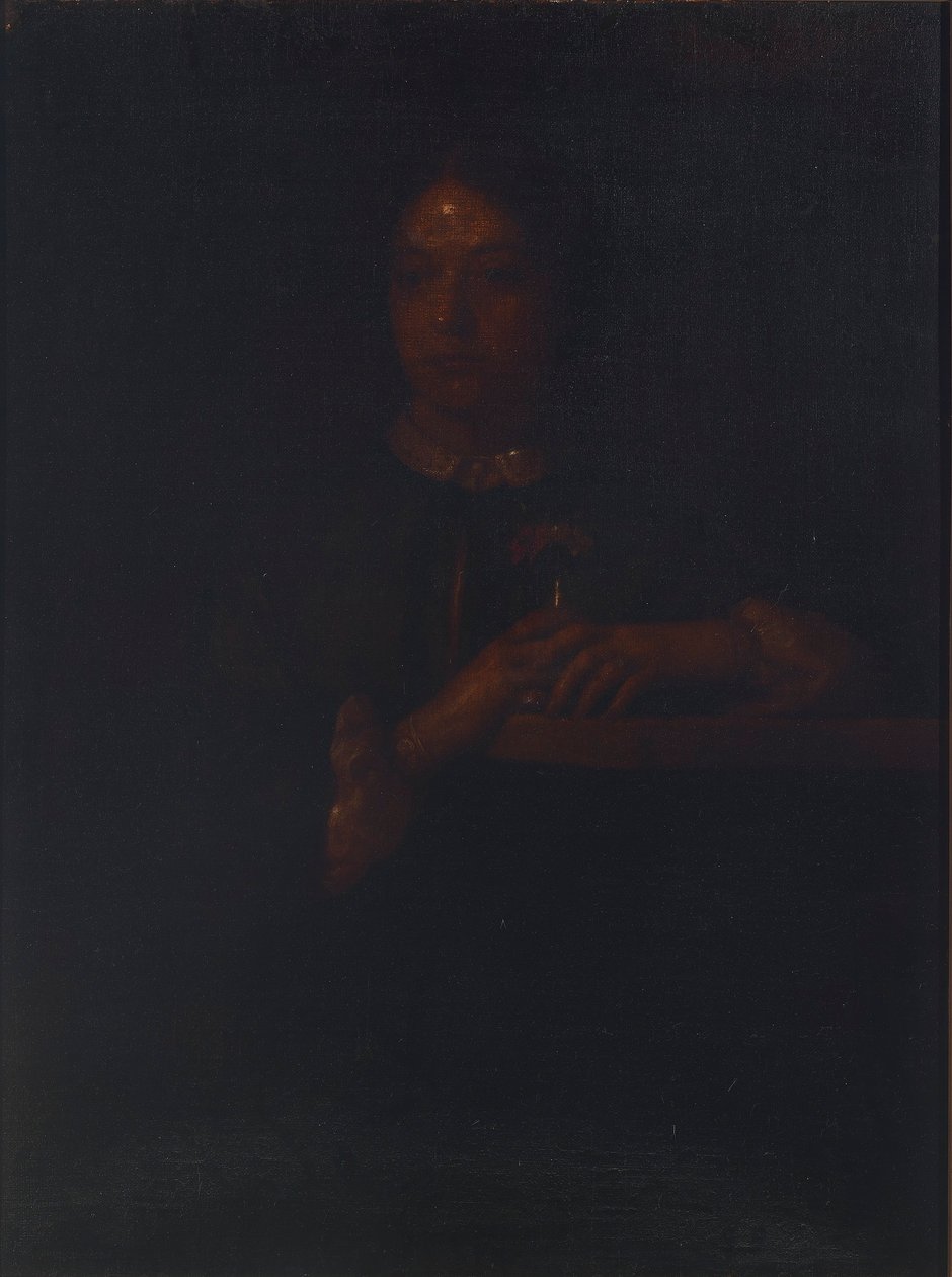 Sarah apoyada en una barandilla de William Page