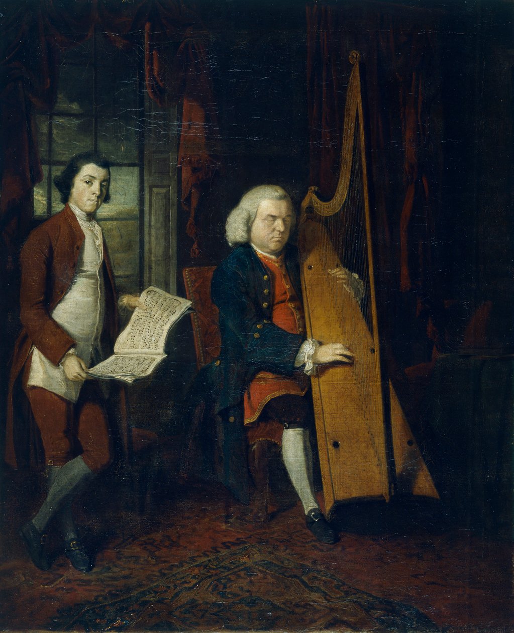 John Parry el Arpista Ciego con un asistente, c. 1770-1780 de William Parry
