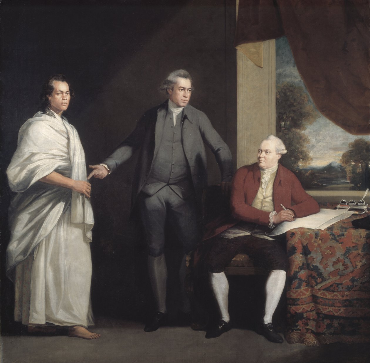 Omai, Joseph Banks y Dr. Daniel Solander, c.1775 (óleo sobre lienzo) de William Parry