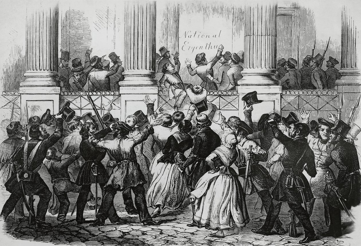 Revolución en Berlín frente al palacio de Guillermo I, marzo de 1848, Alemania de Nicolas Toussaint Charlet