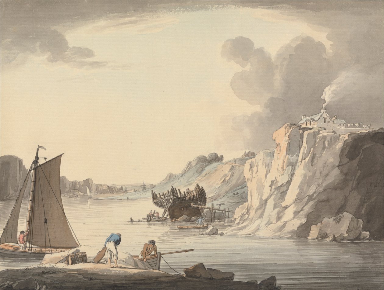 Entrada a Stonehouse Creek, entre Plymouth y Dock, Devon de William Payne