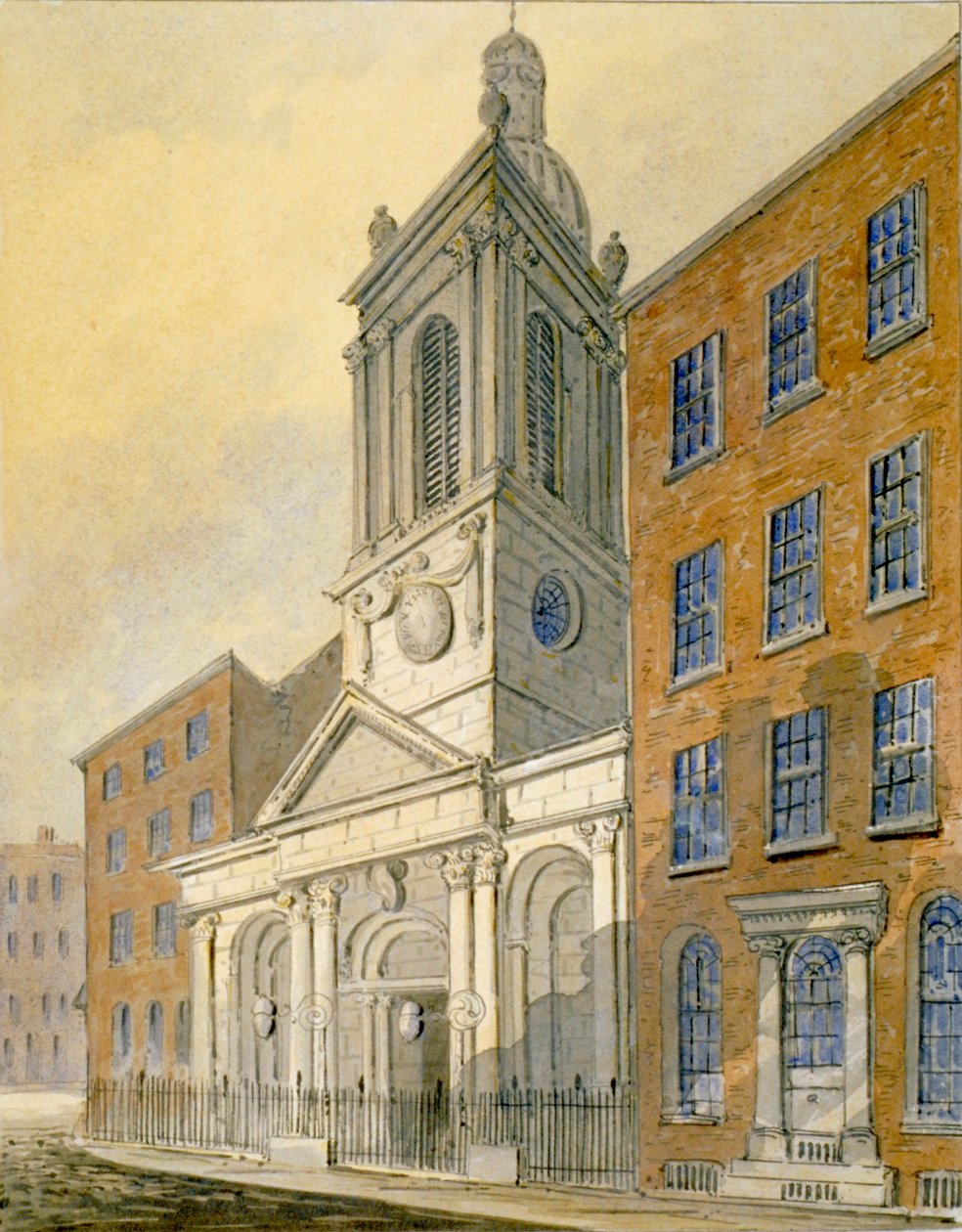 Vista noreste de la Iglesia de San Pedro-le-Poer y Old Broad Street, Ciudad de Londres de William Pearson