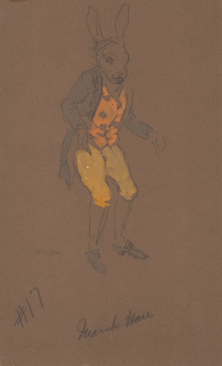 Diseño de vestuario de la Liebre de Marzo para Alicia en el País de las Maravillas de William Penhallow Henderson