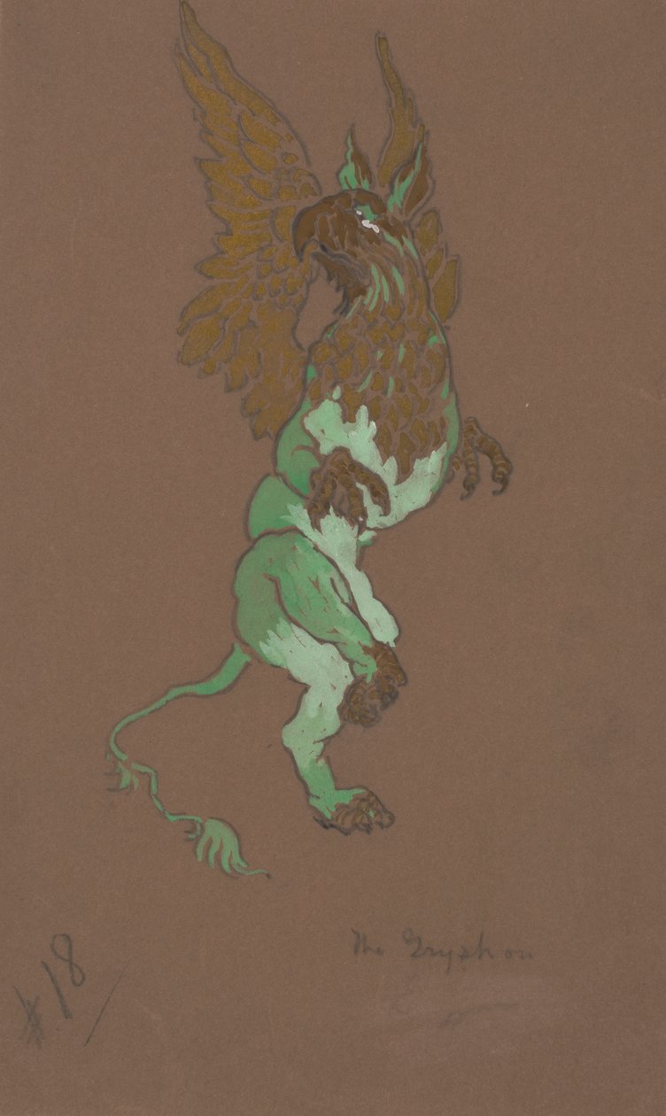 Diseño de vestuario del Grifo para Alicia en el País de las Maravillas de William Penhallow Henderson