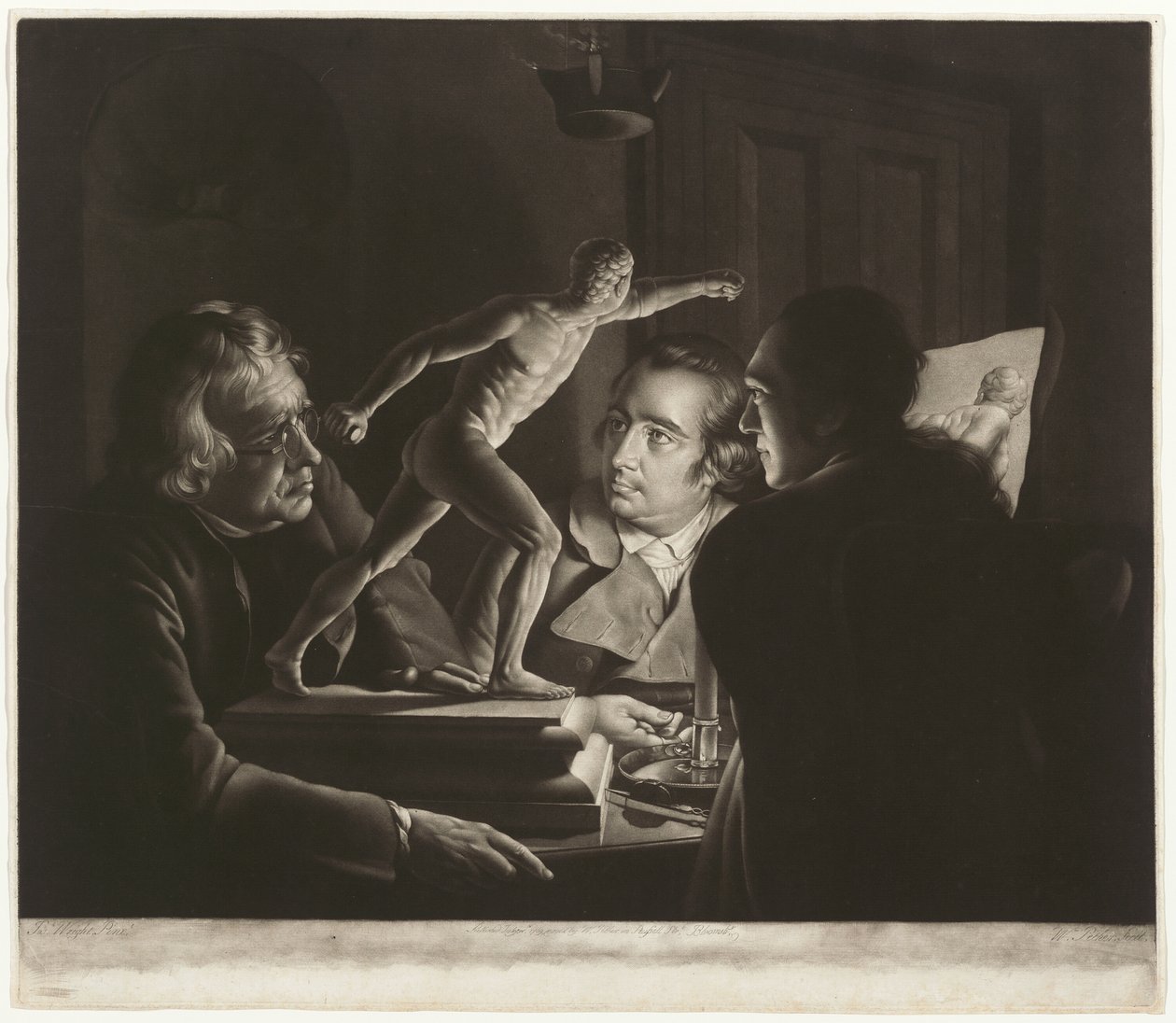 Tres personas viendo al gladiador a la luz de las velas de William Pether