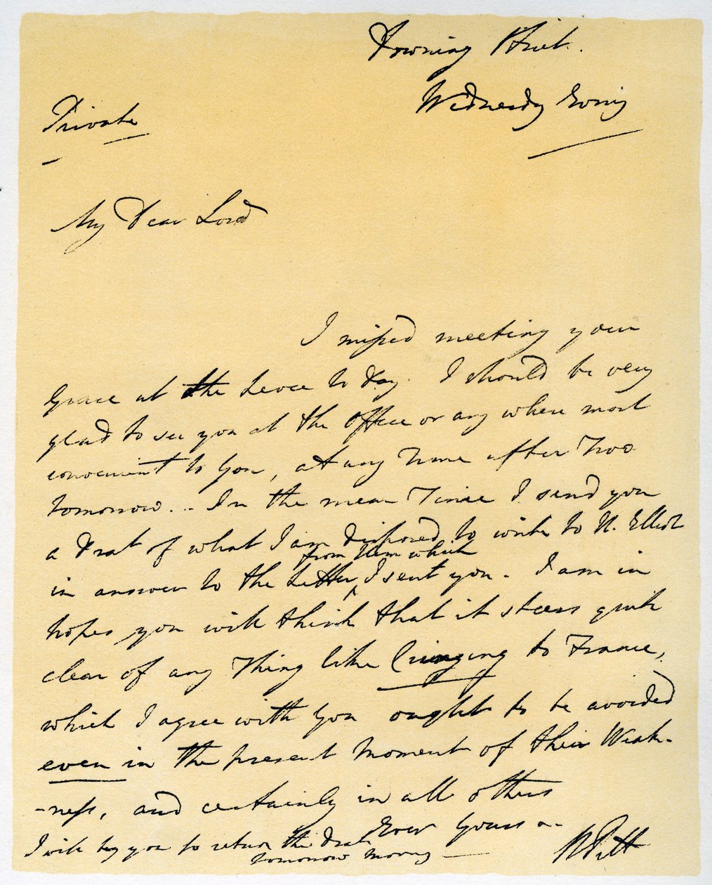 Carta de William Pitt El Joven, octubre 1790 de William Pitt