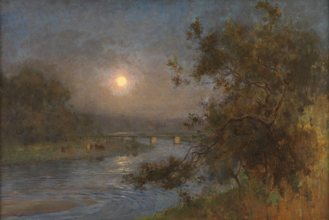 As Twilight Fades beneath the Moon away (óleo sobre lienzo) de William Playfair Dickson