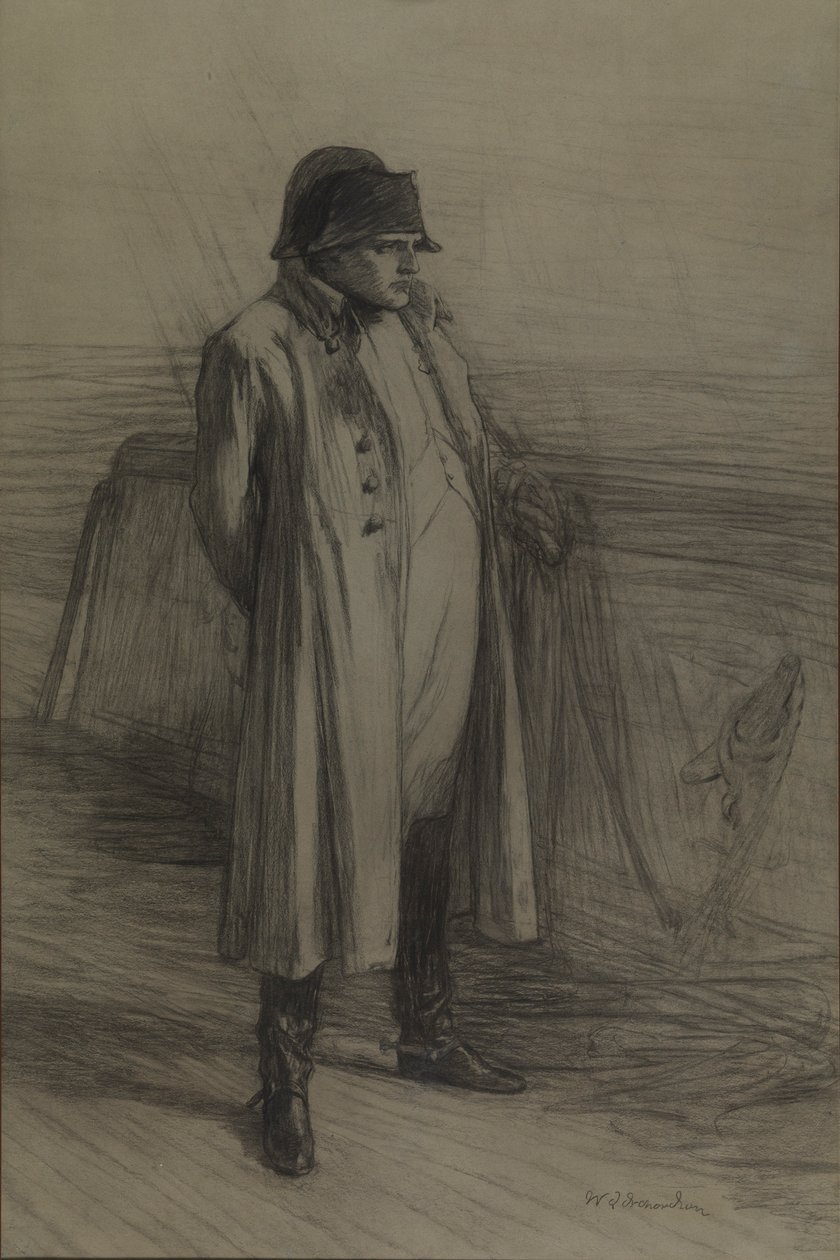 Napoleón a bordo del "Belerofonte", c.1880 (carboncillo, tiza negra) de William Quiller Orchardson