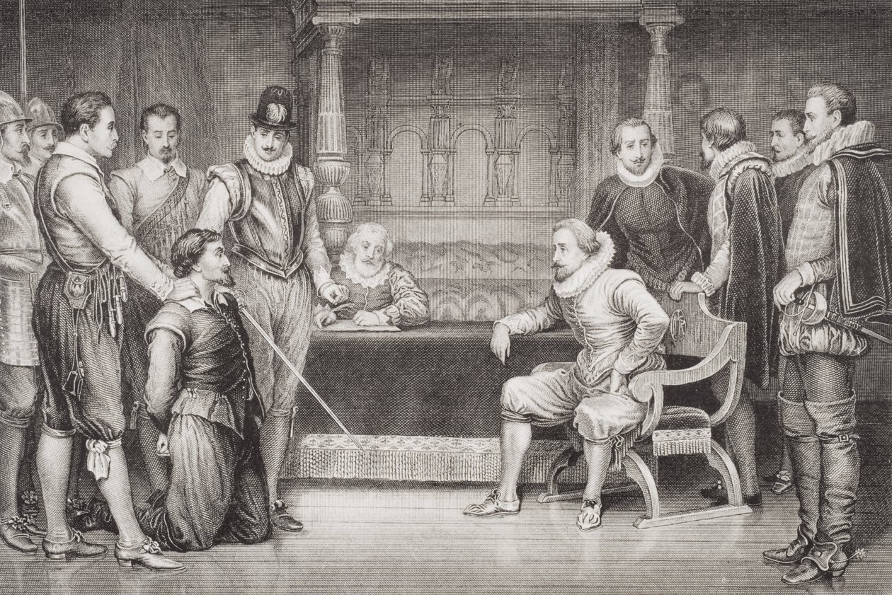 Guy Fawkes interrogado por Jacobo I y su consejo en la cámara del rey, de 